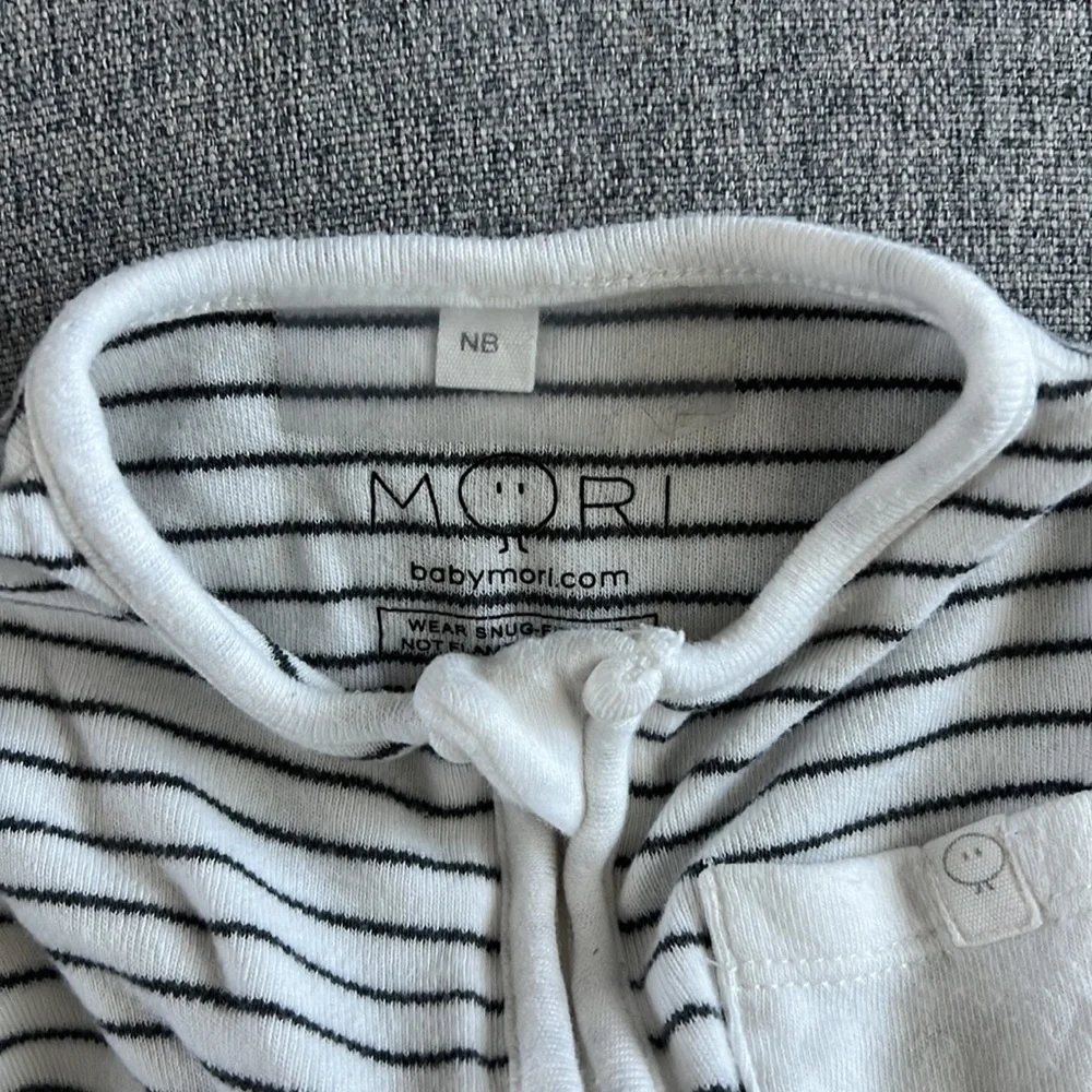 Striped White & Black Footie One-Piece